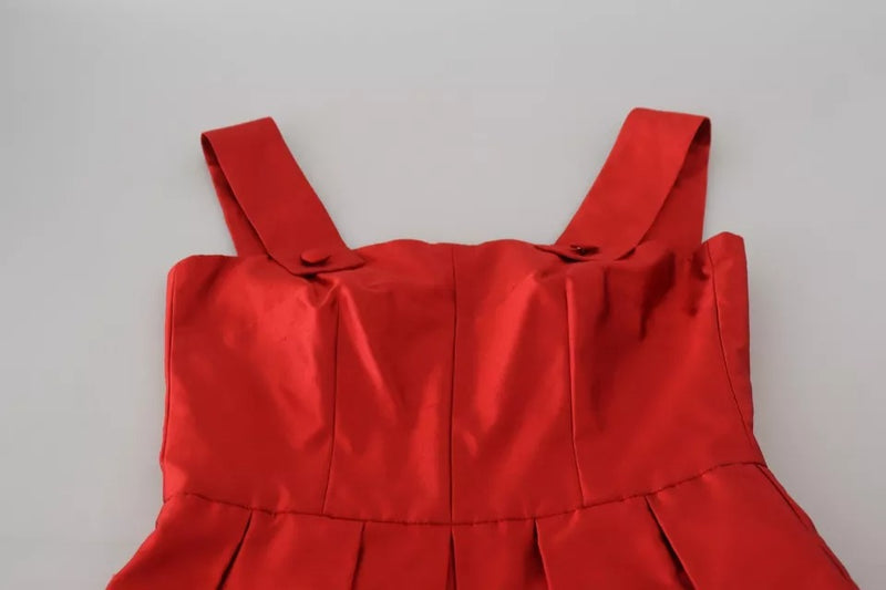 Dolce & Gabbana Red A-line Pleated Midi Silk Dress
