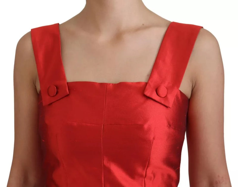 Dolce & Gabbana Red A-line Pleated Midi Silk Dress