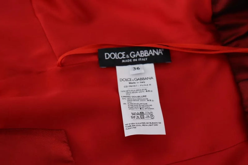 Dolce & Gabbana Red A-line Pleated Midi Silk Dress