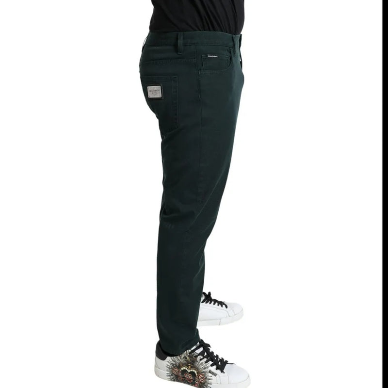 Dolce &amp; Gabbana groene, rekbare, skinny jeans voor heren van katoen.