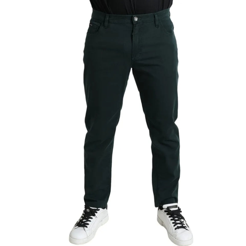 Dolce &amp; Gabbana groene, rekbare, skinny jeans voor heren van katoen.