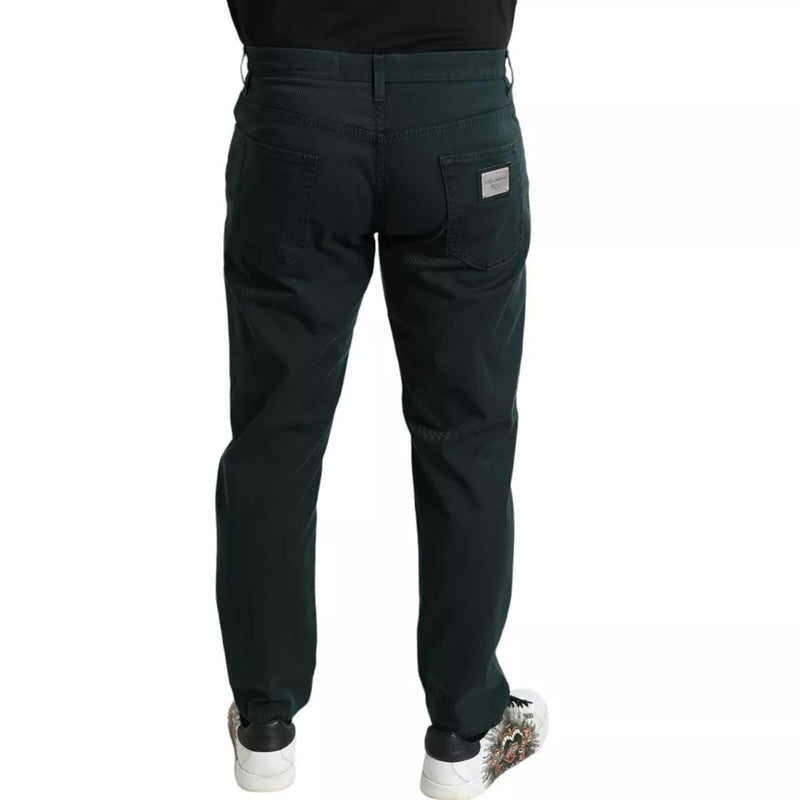 Dolce &amp; Gabbana groene, rekbare, skinny jeans voor heren van katoen.