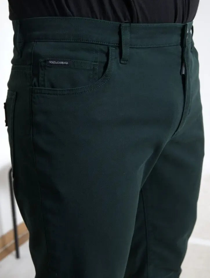 Dolce &amp; Gabbana groene, rekbare, skinny jeans voor heren van katoen.