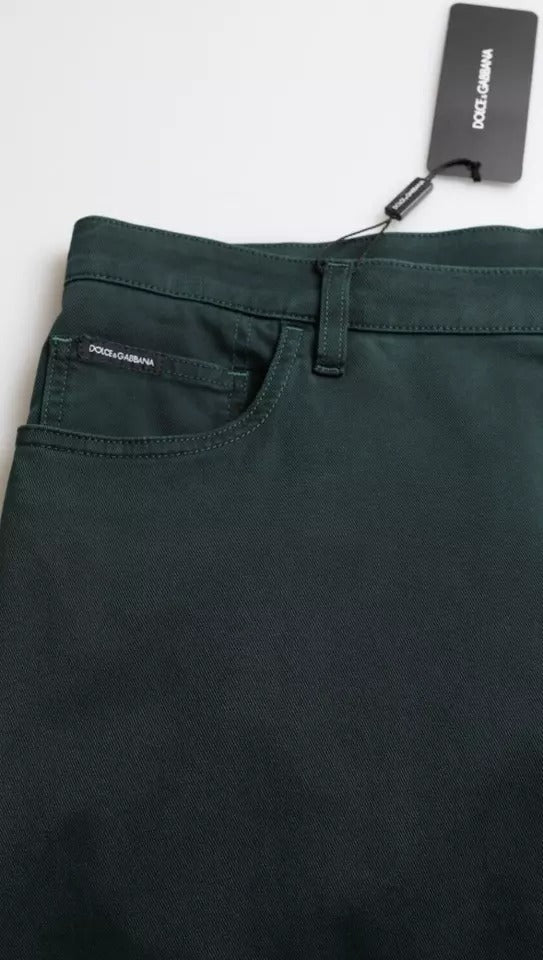 Dolce &amp; Gabbana groene, rekbare, skinny jeans voor heren van katoen.