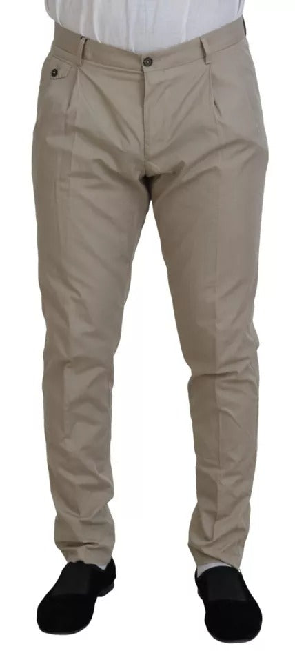 Pantalon Chino Formel pour Homme en Coton Beige Dolce &amp; Gabbana