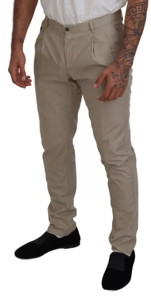 Pantalon Chino Formel pour Homme en Coton Beige Dolce &amp; Gabbana
