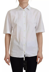 Dolce & Gabbana Chemise Blanche en Coton à Manches Courtes
