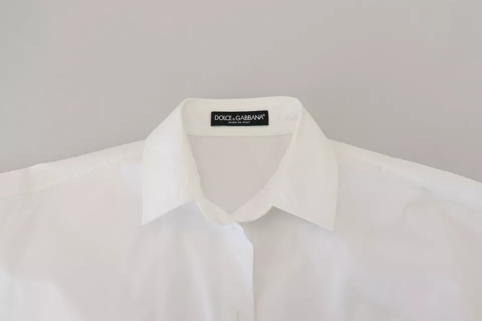 Dolce & Gabbana Chemise Blanche en Coton à Manches Courtes