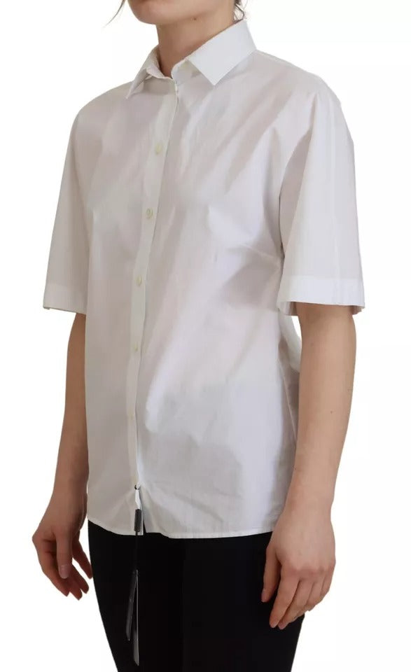 Dolce & Gabbana Chemise Blanche en Coton à Manches Courtes