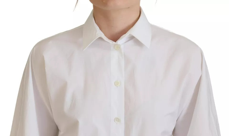 Dolce & Gabbana Chemise Blanche en Coton à Manches Courtes