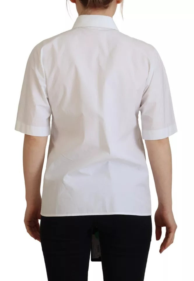 Dolce & Gabbana Chemise Blanche en Coton à Manches Courtes