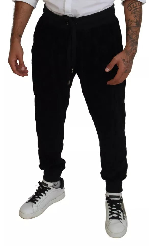 Pantalon de jogging skinny en coton noir Dolce &amp; Gabbana
