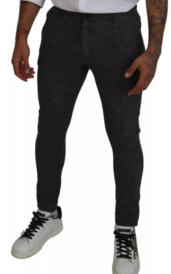 Dolce &amp; Gabbana grijze visgraatviscose skinny broek