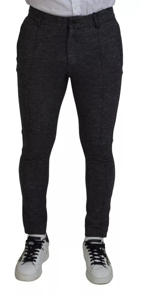Dolce &amp; Gabbana grijze visgraatviscose skinny broek
