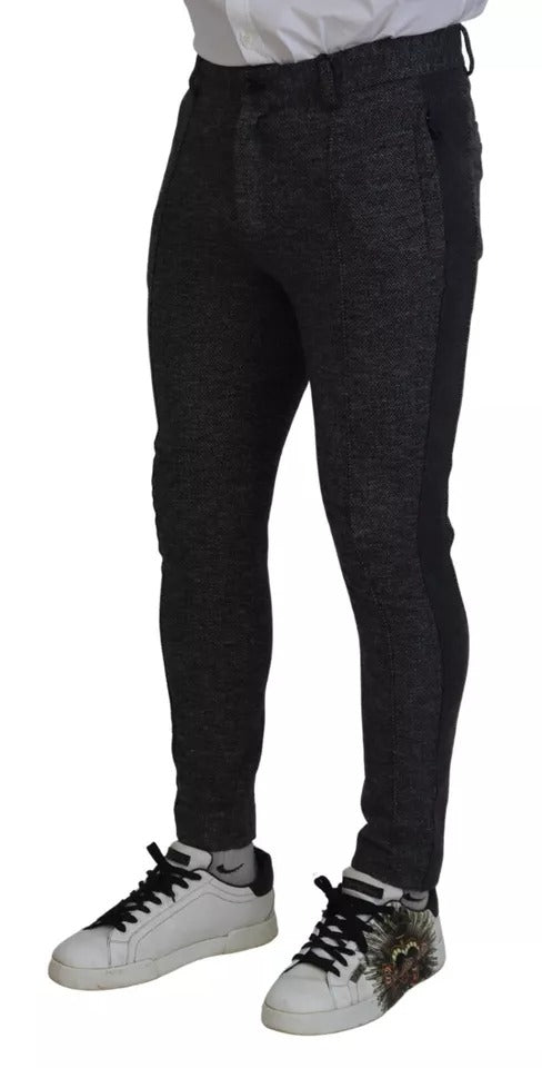 Dolce &amp; Gabbana grijze visgraatviscose skinny broek