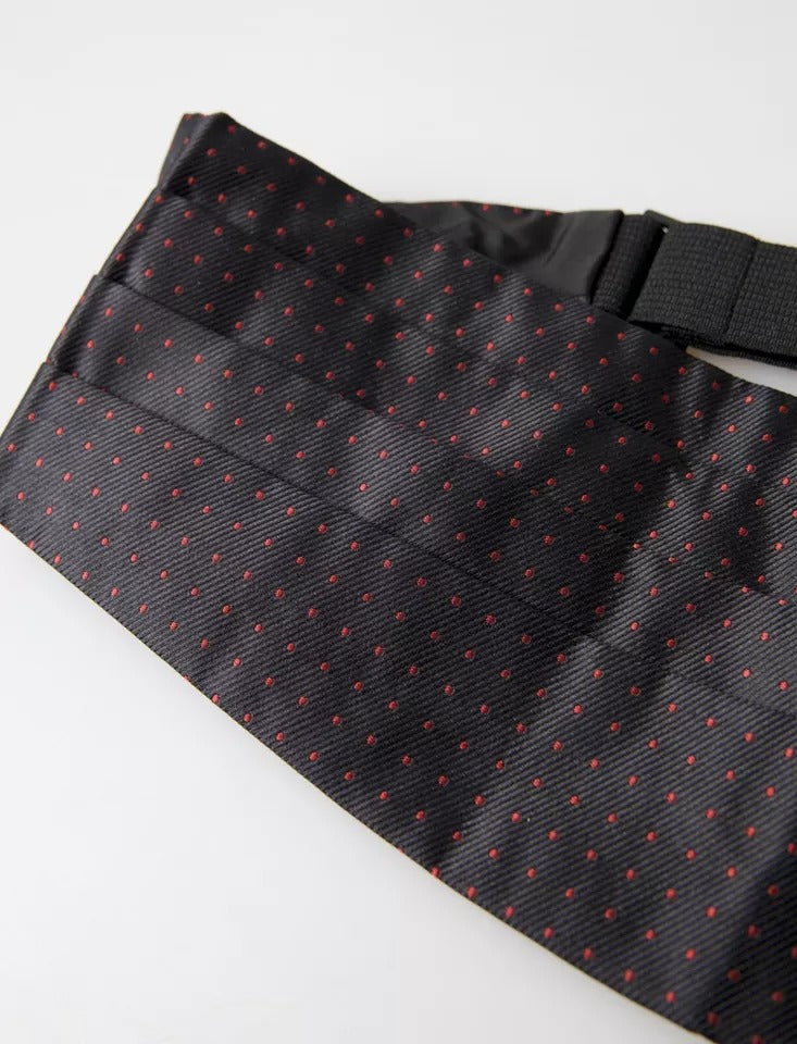 Ceinture de smoking à pois en soie noire Dolce &amp; Gabbana