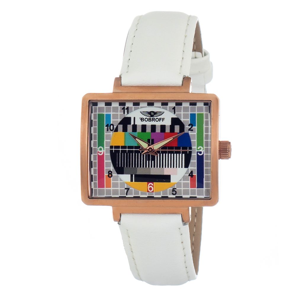 Montre Bobroff en cuir blanc