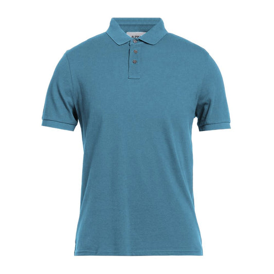 Alpha Studio Lichtblauwe Katoenen Polo Shirt voor Heren