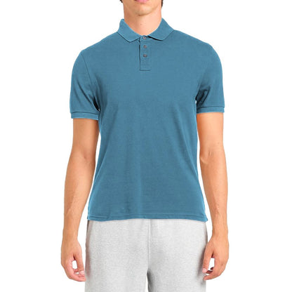 Polo homme en coton bleu clair Alpha Studio
