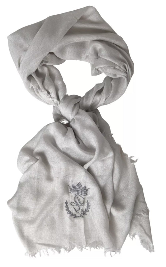 Écharpe châle à franges en cachemire gris Dolce & Gabbana