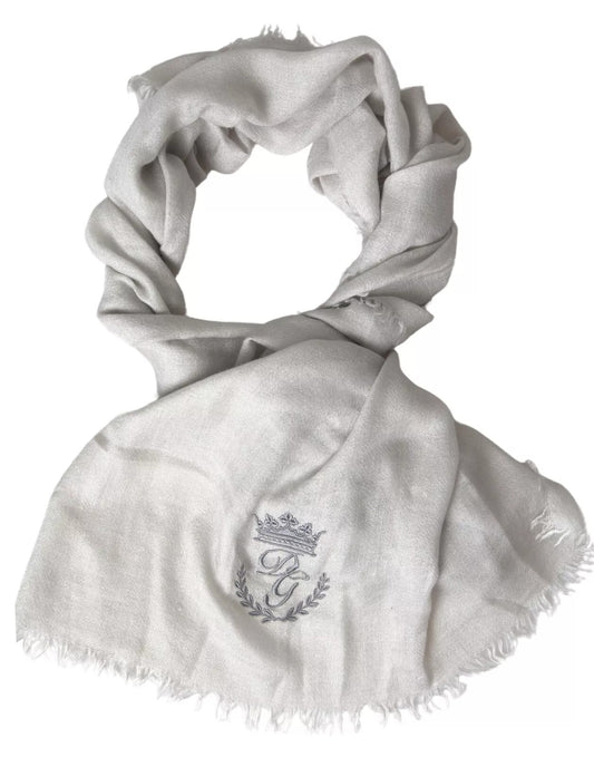 Écharpe châle à franges en cachemire gris Dolce & Gabbana