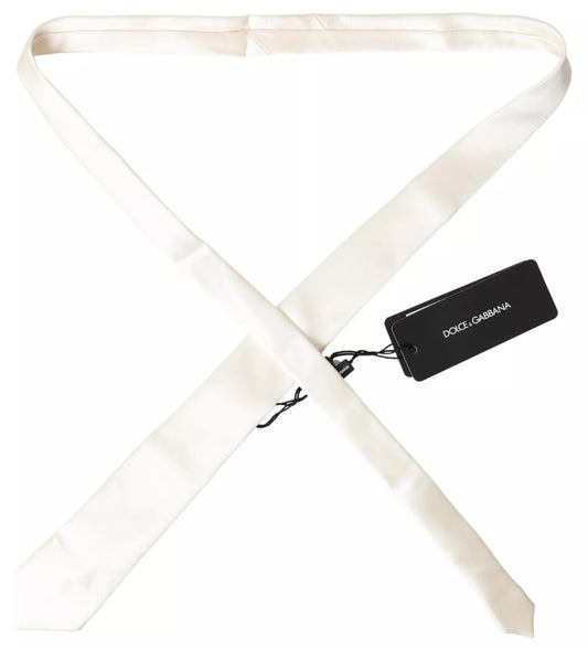 Cravate classique en satin de soie blanc cassé Dolce & Gabbana pour homme