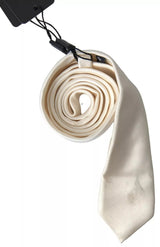 Cravate classique en satin de soie blanc cassé Dolce &amp; Gabbana pour homme