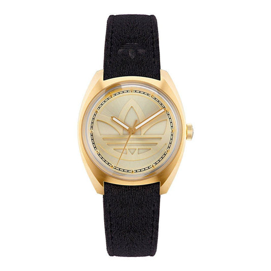 Adidas Zwart Leren Horloge
