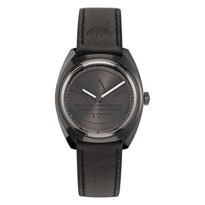 Adidas Zwart Leren Horloge