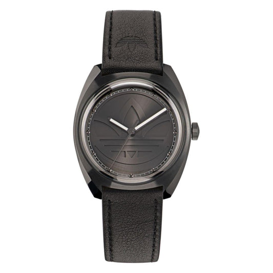 Adidas Zwart Leren Horloge