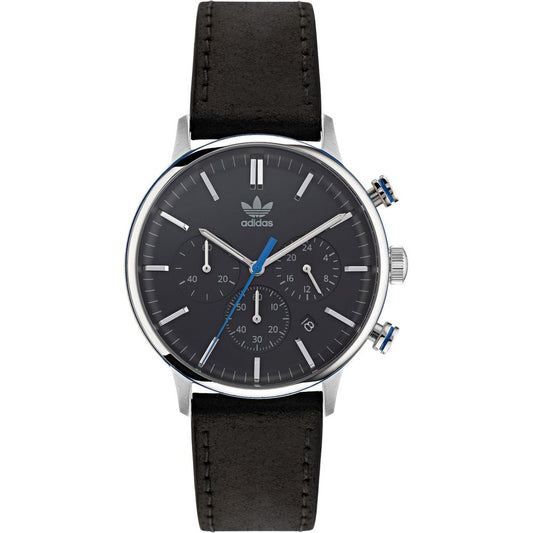 Adidas Zwart Leren Horloge