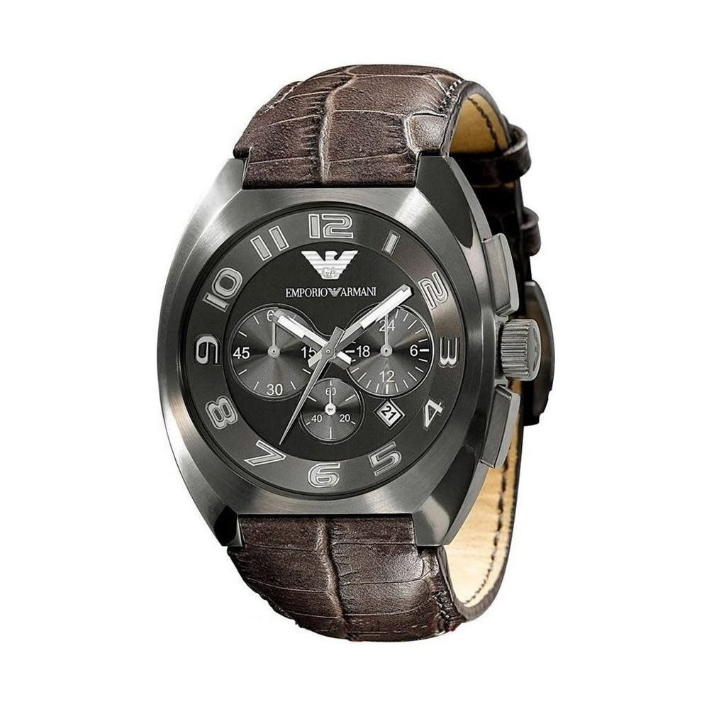 Montre Armani en cuir de vache marron