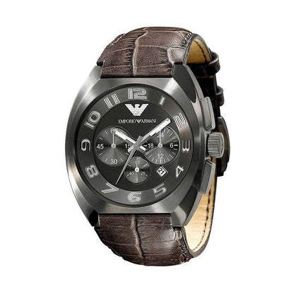 Montre Armani en cuir de vache marron