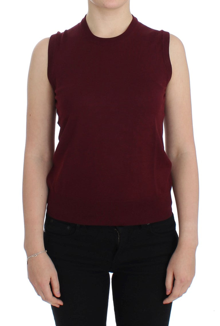 Dolce &amp; Gabbana - Gilet pull sans manches à col rond rouge