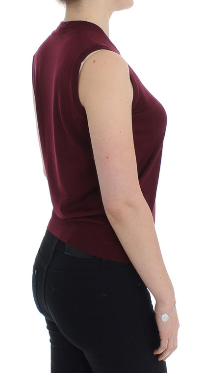Dolce & Gabbana - Gilet pull sans manches à col rond rouge