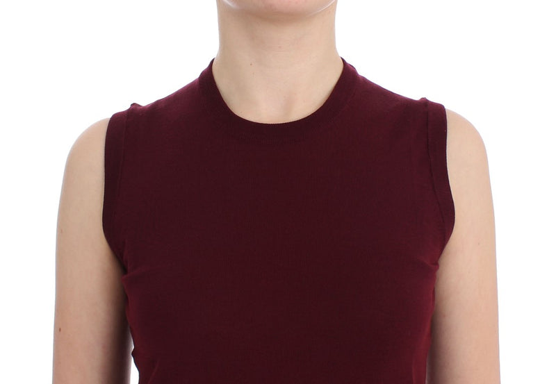 Dolce &amp; Gabbana - Gilet pull sans manches à col rond rouge