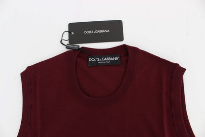 Dolce & Gabbana - Gilet pull sans manches à col rond rouge