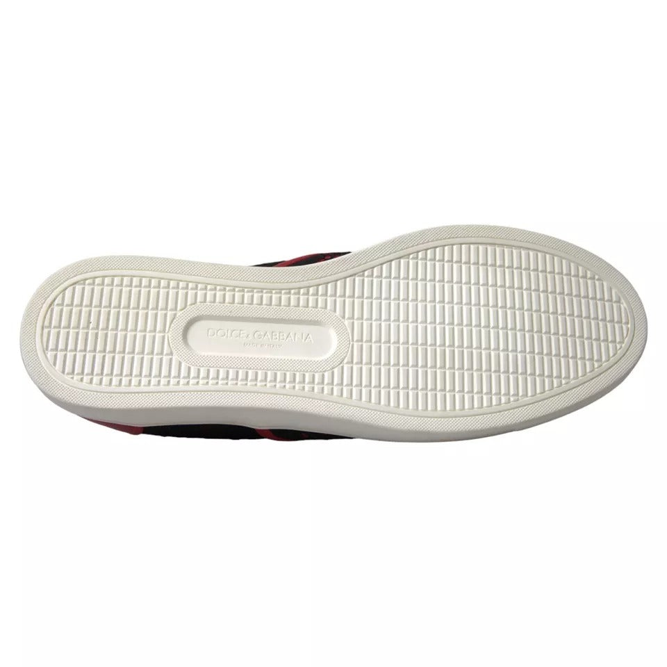 Dolce & Gabbana Sneakers Noires et Rouges en Dentelle