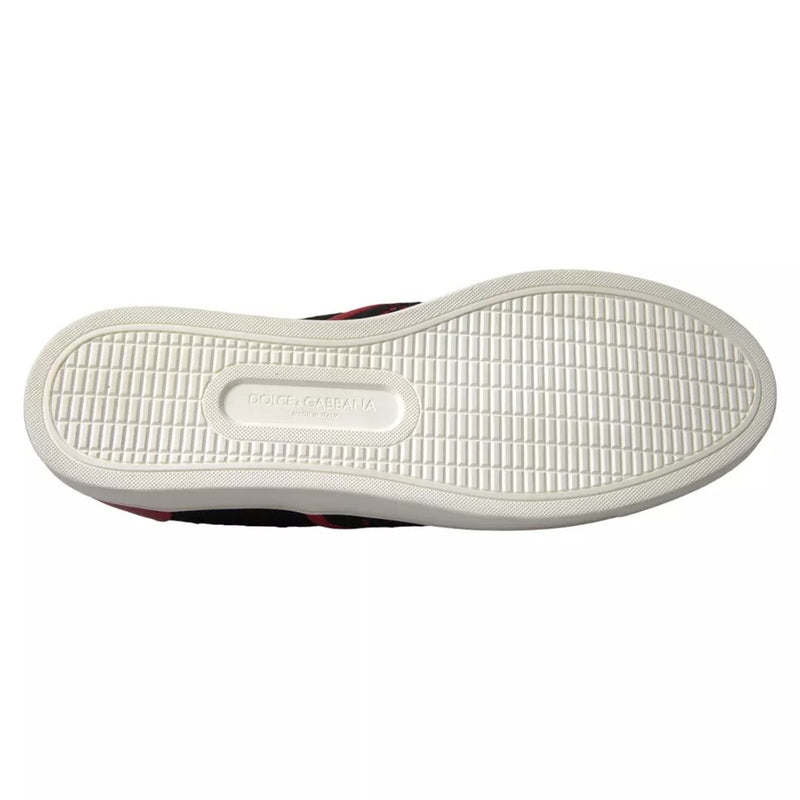 Dolce & Gabbana Sneakers Noires et Rouges en Dentelle