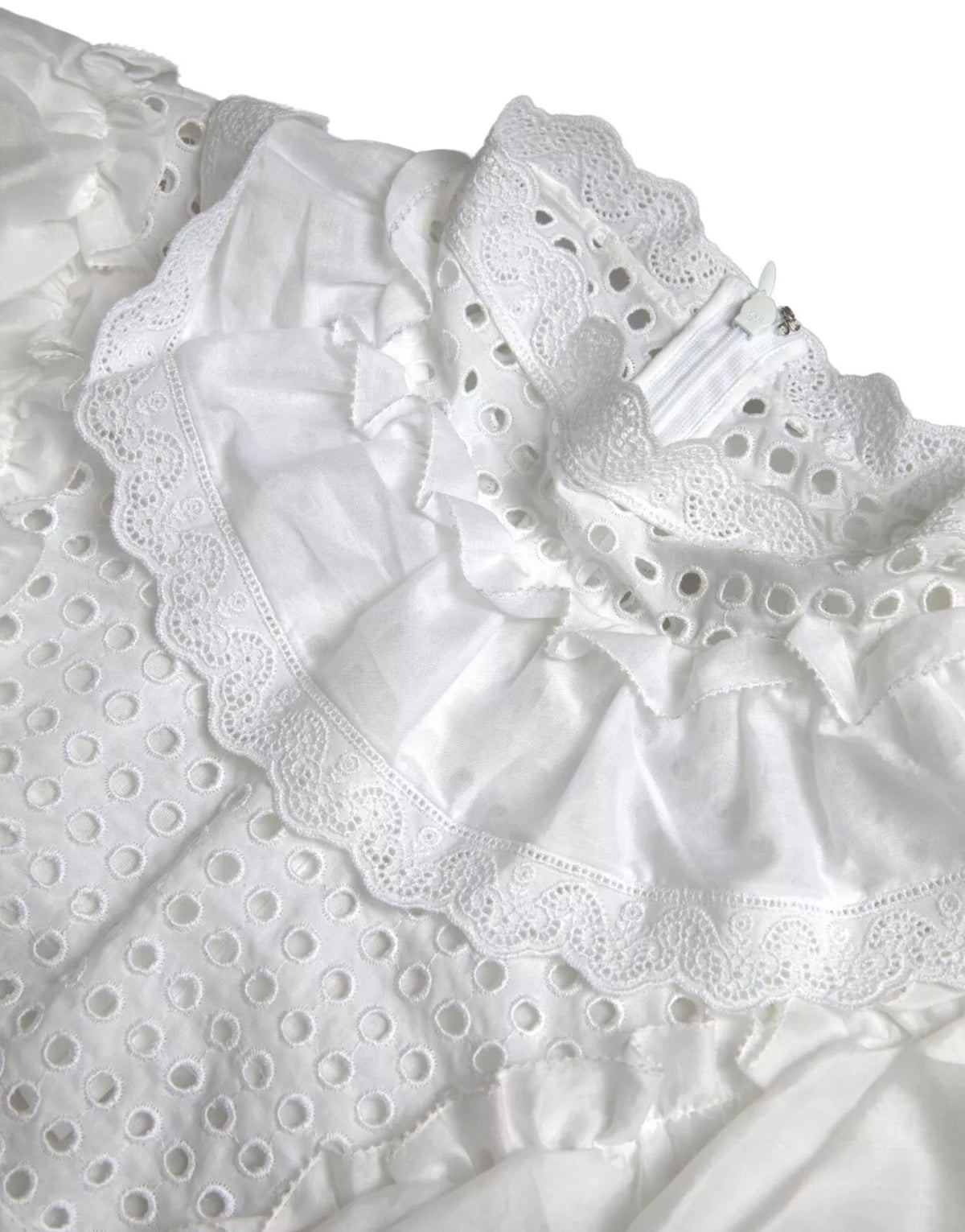 Dolce & Gabbana Blouse en Coton Blanc avec Dentelle au Col
