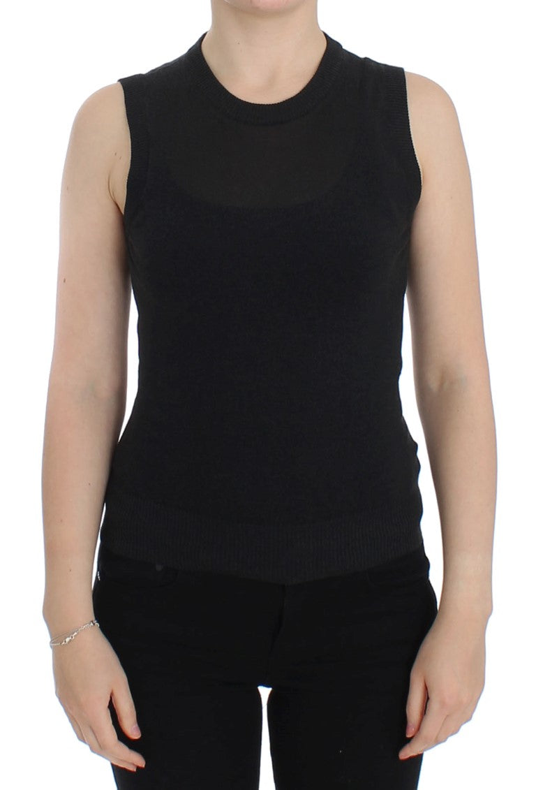 Gilet pull noir sans manches à col rond de Dolce & Gabbana