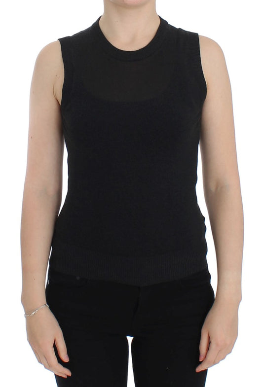 Gilet pull noir sans manches à col rond de Dolce & Gabbana