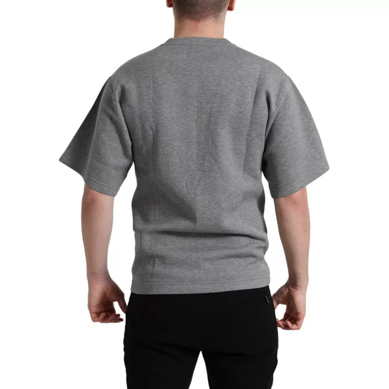 Dolce &amp; Gabbana grijs katoenen T-shirt met ronde hals en versieringen