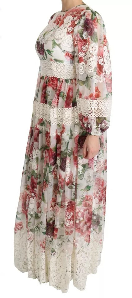 Robe Maxi Évasée Multicolore à Fleurs Dolce & Gabbana