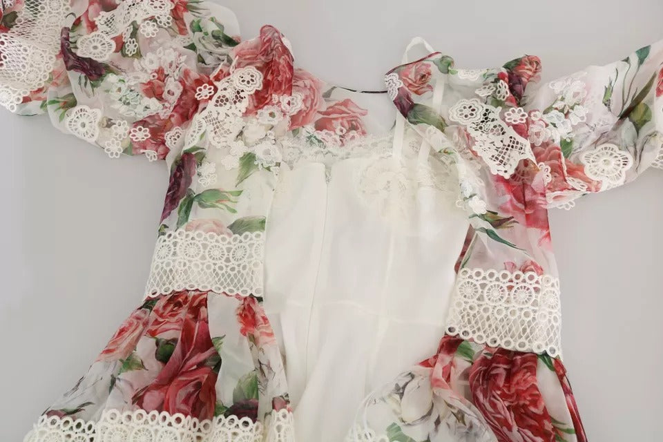 Robe Maxi Évasée Multicolore à Fleurs Dolce & Gabbana