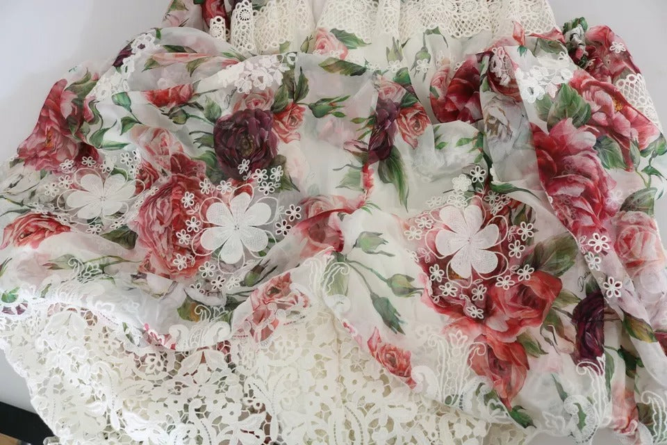 Robe Maxi Évasée Multicolore à Fleurs Dolce & Gabbana