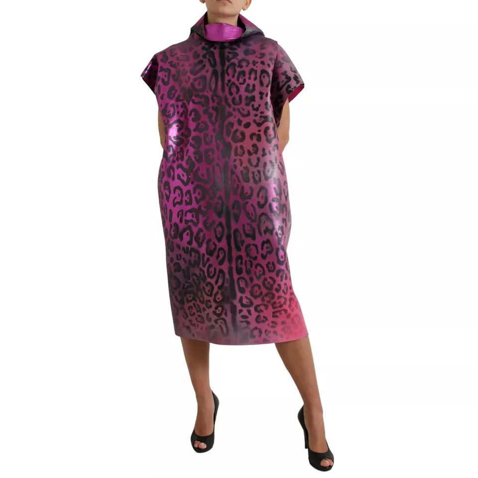 Dolce & Gabbana Robe Midi Shift Imprimé Léopard Rose