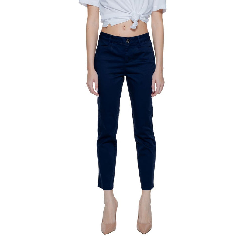 Street One Blue Cotton Pant - Elegant Women's Cigarette Trousers