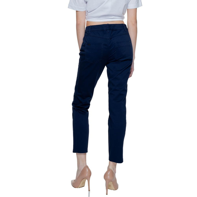 Street One Blue Cotton Pant - Elegant Women's Cigarette Trousers
