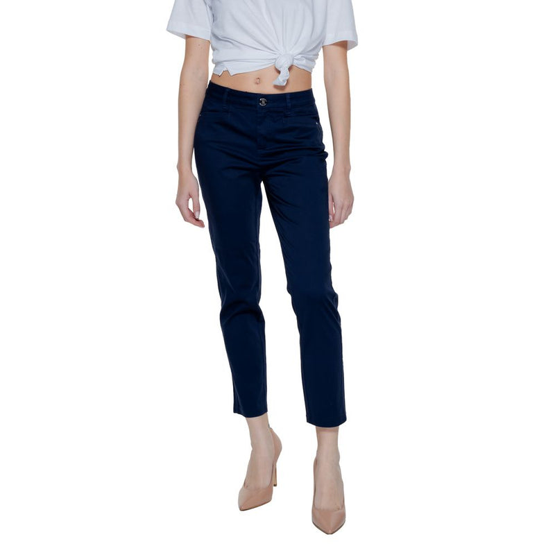 Street One Blue Cotton Pant - Elegant Women's Cigarette Trousers